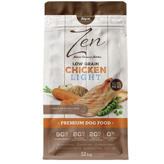 Zen Low Grain Adult Light Medium/Maxi - Ração seca para cão adulto com excesso de peso de porte médio e maxi - Frango