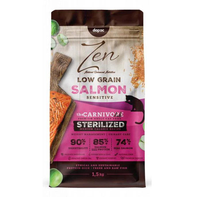 Zen Low Grain Sterilized - Ração seca para gato adulto esterilizado - Salmão